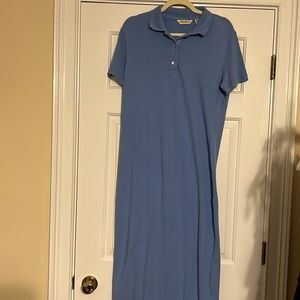 Eddie Bauer Long Maxi Dress Short Sleeves Size Large Blue Stretchy Comfy